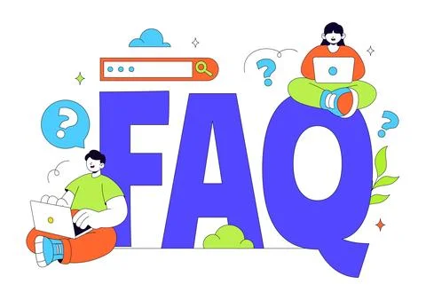 FAQ Vector Illustration featuring Frequently Asked Questions Concept With P.. Illustrazione stock