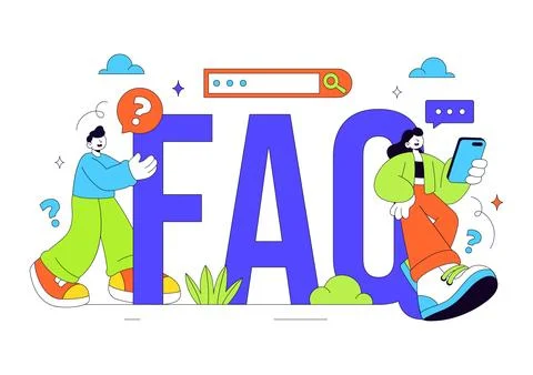 FAQ Vector Illustration featuring Frequently Asked Questions Concept With P.. Illustrazione stock