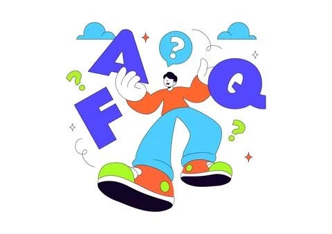FAQ Vector Illustration featuring Frequently Asked Questions Concept With P.. Illustrazione stock