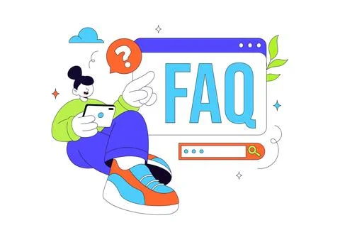 FAQ Vector Illustration featuring Frequently Asked Questions Concept With P.. Illustrazione stock