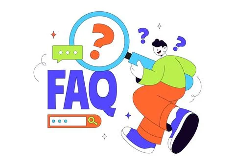 FAQ Vector Illustration featuring Frequently Asked Questions Concept With P.. Illustrazione stock