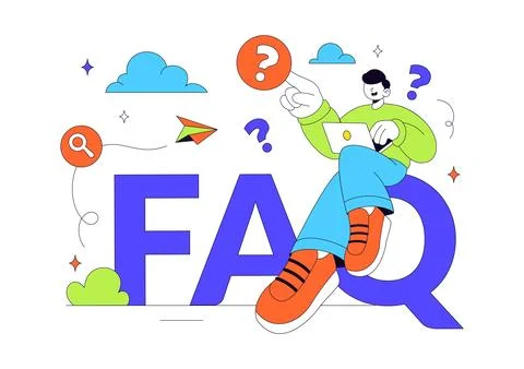 FAQ Vector Illustration featuring Frequently Asked Questions Concept With P.. Illustrazione stock