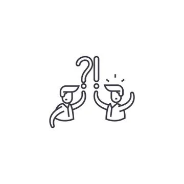 Faq vector line icon, sign, illustration on background, editable strokes Stock Illustration