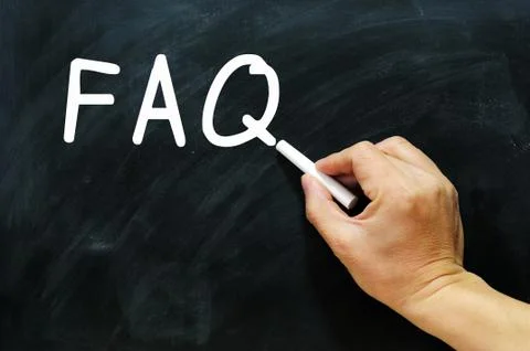Faq written on a chalkboard Stock Photos