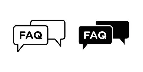 FAQs icon collection in black, Line icons, flat symbols Stock Illustration