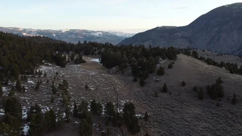 Far away fly to campsite in remote mountains Stock Footage 310573205