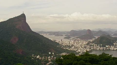 Far away view of Christ the Redeemer Statue Stock Footage 64862264