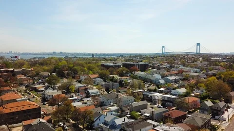 Far Away View of the Verrazano Bridge from Staten Island - 2 Stock Footage 89740250