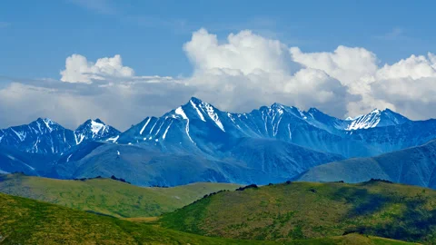 Far mountain chains near a mongolia border time lapse scene Stock Footage 273706572