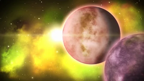 Far nebulae with planets. Loop. Stock Footage 93558401