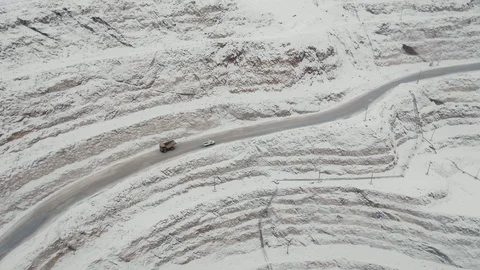 Far North, the arctic circle, winter road and trucks Stock Footage 92394950