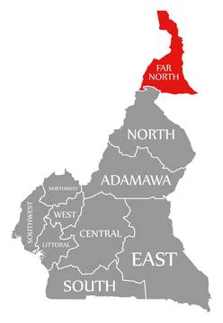 Far North region red highlighted in map of Cameroon Stock Illustration