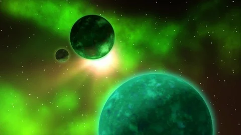 Far planets in space. Loop. Stock Footage 86740405