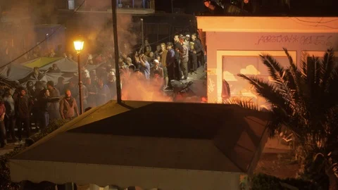 Far right fascists attack Afghan refugees peacefully demonstrating after Stock Footage 108065601
