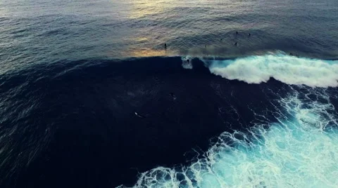 A far Surfer on a waves. Aerial drone video. N. Stock Footage 63816966