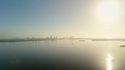 Far View of Miami Cargo Port at morning time. Vidéo 306876366