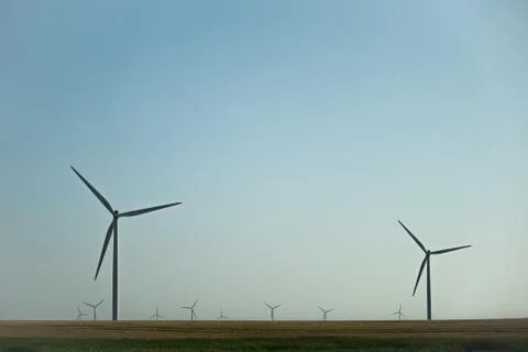Far off wind turbines Stock Photos