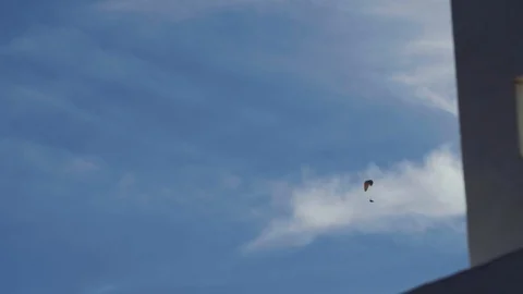 Faraway Paraglider Architecture Stock Footage 101917841
