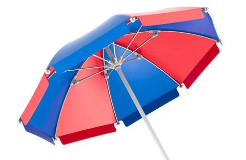 Farbiger Strandregenschirm, 3D-Rendering Colored Beach Umbrella, 3D render... Stock Photos