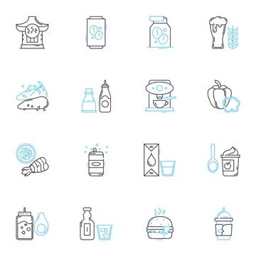 Fare linear icons set. Ticket, Price, Tariff, Cost, Farewell, Rate, Voyage line Stock Illustration