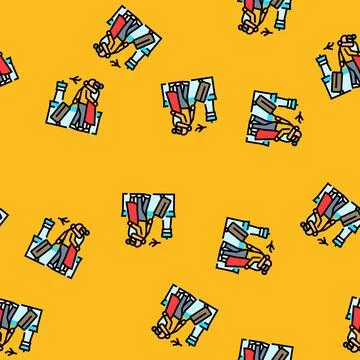 Farewell at airport vector seamless pattern Illustrazione stock