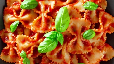 Farfalle, close-up macro, cooked pasta Stock Footage 218382881
