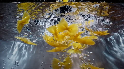 Farfalle Falling Down in to the pot Super Slow Motion 1000fps Stock Footage 130913409