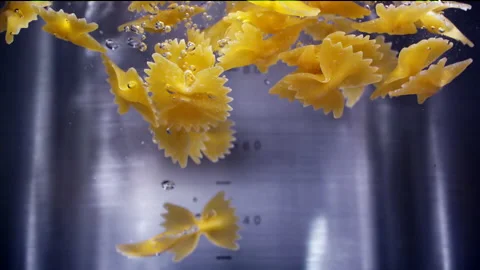 Farfalle Falling Down in to the pot Super Slow Motion 1000fps Stock Footage 130919174
