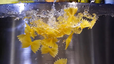 Farfalle Falling Down in to the pot Super Slow Motion 1000fps Stock Footage 130925625