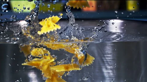 Farfalle Falling Down in to the pot Super Slow Motion 1000fps Stock Footage 130930768