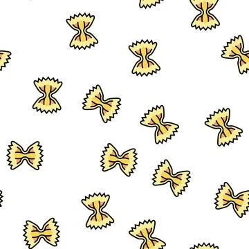 Farfalle pasta vector seamless pattern Stock Illustration