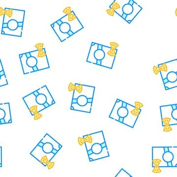 Farfalle pasta vector seamless pattern Stock Illustration