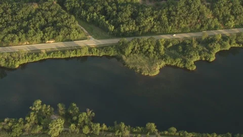 Farm Aerial River Video stock 123712430