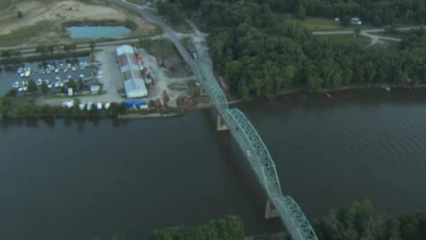 Farm Aerials &amp; River Stock Footage 123711643