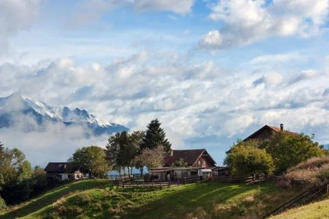 Farm in the Alps Stock Photos