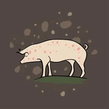 Farm animal pig hand drawn Stock Illustration