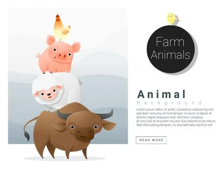 Farm animals background Stock Illustration