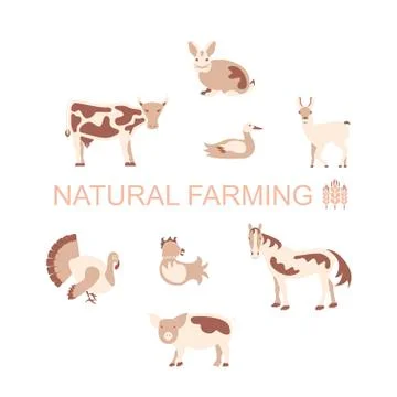 Farm animals icon set Stock Illustration
