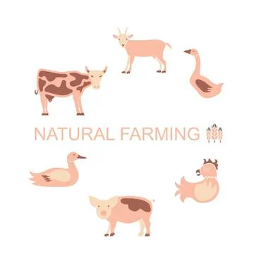 Farm animals icon set Stock Illustration