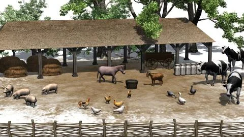 Farm Animals - separated on white background Stock Illustration