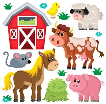 Farm animals set - eps10 vector illustration. Stock Illustration