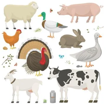 Farm animals set vector. Ilustración de archivo