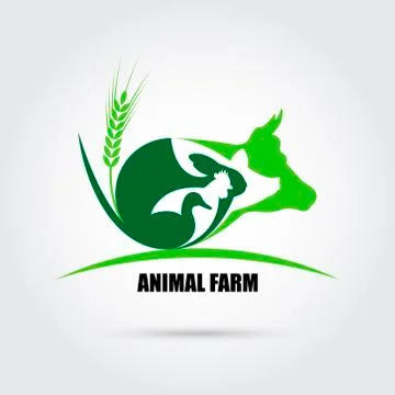 Farm animals vector icon in green tones. Suitable for packaging icons. Farm a Stock Illustration