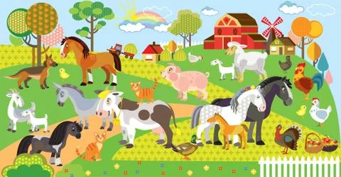 Farm animals vector illustration Illustrazione stock