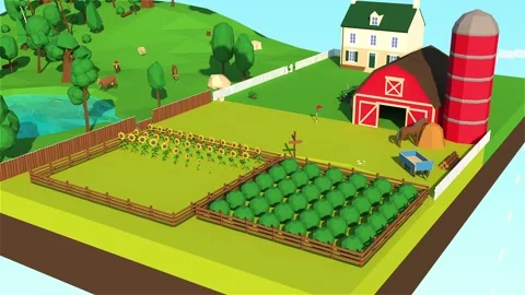 Farm Area 3D Low Poly Animation Stock-Footage 211809735