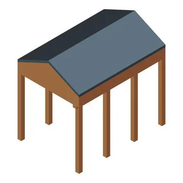 Farm awning icon isometric vector. Hay bale Stock Illustration