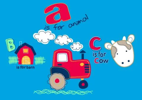 On the farm with A B C Stock Illustration