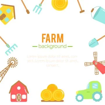 Farm background. Cartoon elements of farming Stock Illustration