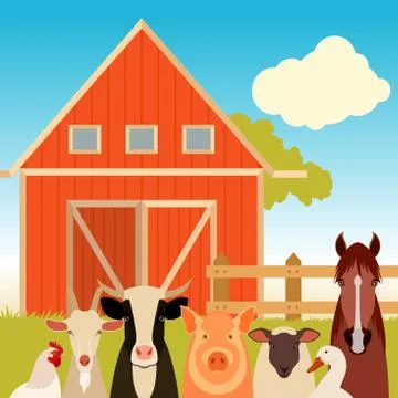 Farm banner with animals Illustrazione stock
