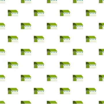 Farm barn building repeating pattern green roof イラスト素材